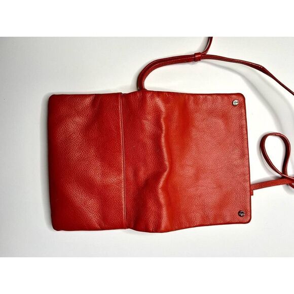 Hallogen Red Orange Cross Body Purse Genuine Leather Excellent Condition - Picture 8 of 11